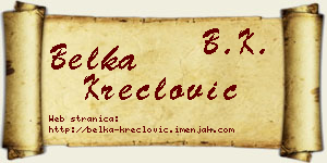 Belka Kreclović vizit kartica